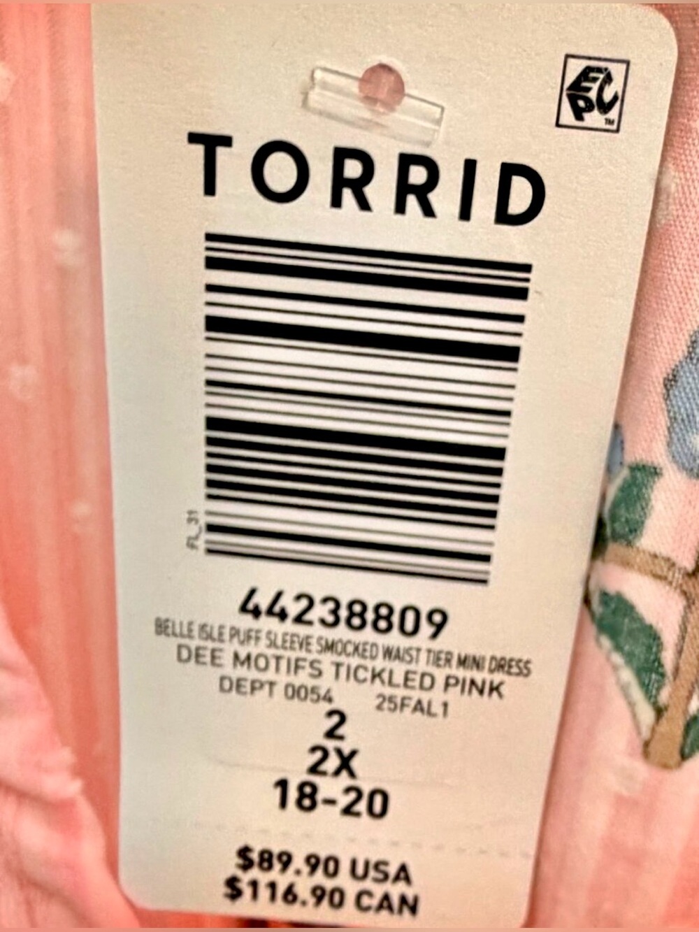 Torrid Pink Smocked Tiered Mini Dress
SIZE 2 = 18/20 *NWT* - Picture 2 of 13